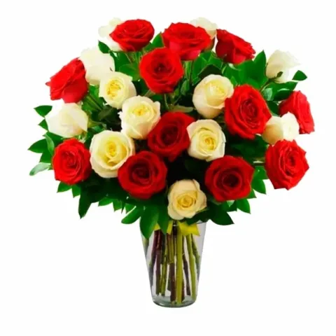 Ramo Grande de Rosas Rojas y blancas